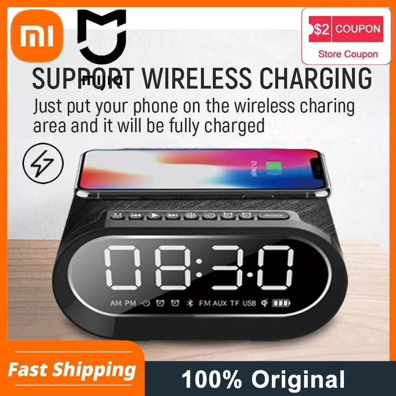 

Xiaomi 12W High Power Bluetooth Speaker With Alarm Clock Wireless Chargers Built-in Mic Bass Subwoofer AUX Sound Box