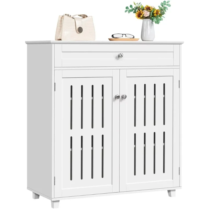 

SmileMart 4 Tier Wooden Shoe Storage Cabinet with 1 Drawer for Entryway Hallway White