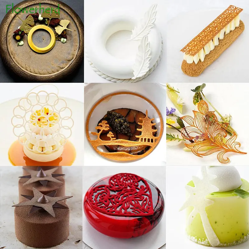 

Baking Tools Chinese Wayside Pavilion Fondant Lace Mat Leaf Mold Cake Decoration Accessories DIY Chip Epoxy Resin Silicone Molds
