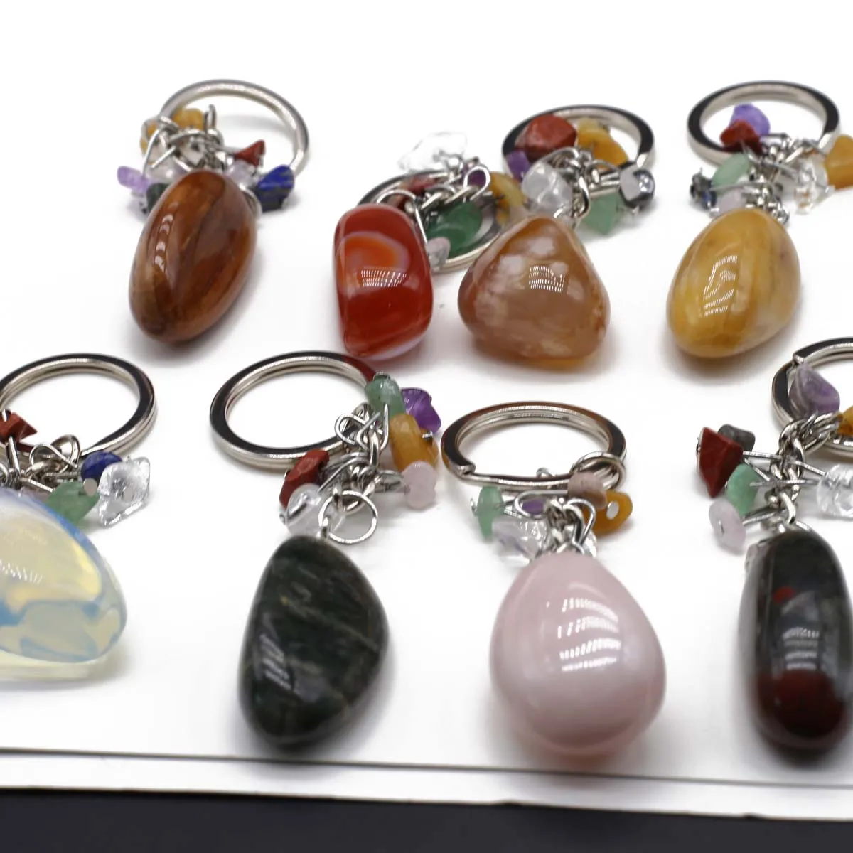 

23 Types Natural Raw Ore Keychain Gem Quartz Fluorite Citrine Irregular Stone Pendants Charms DIY Jewelry Making Accessorie