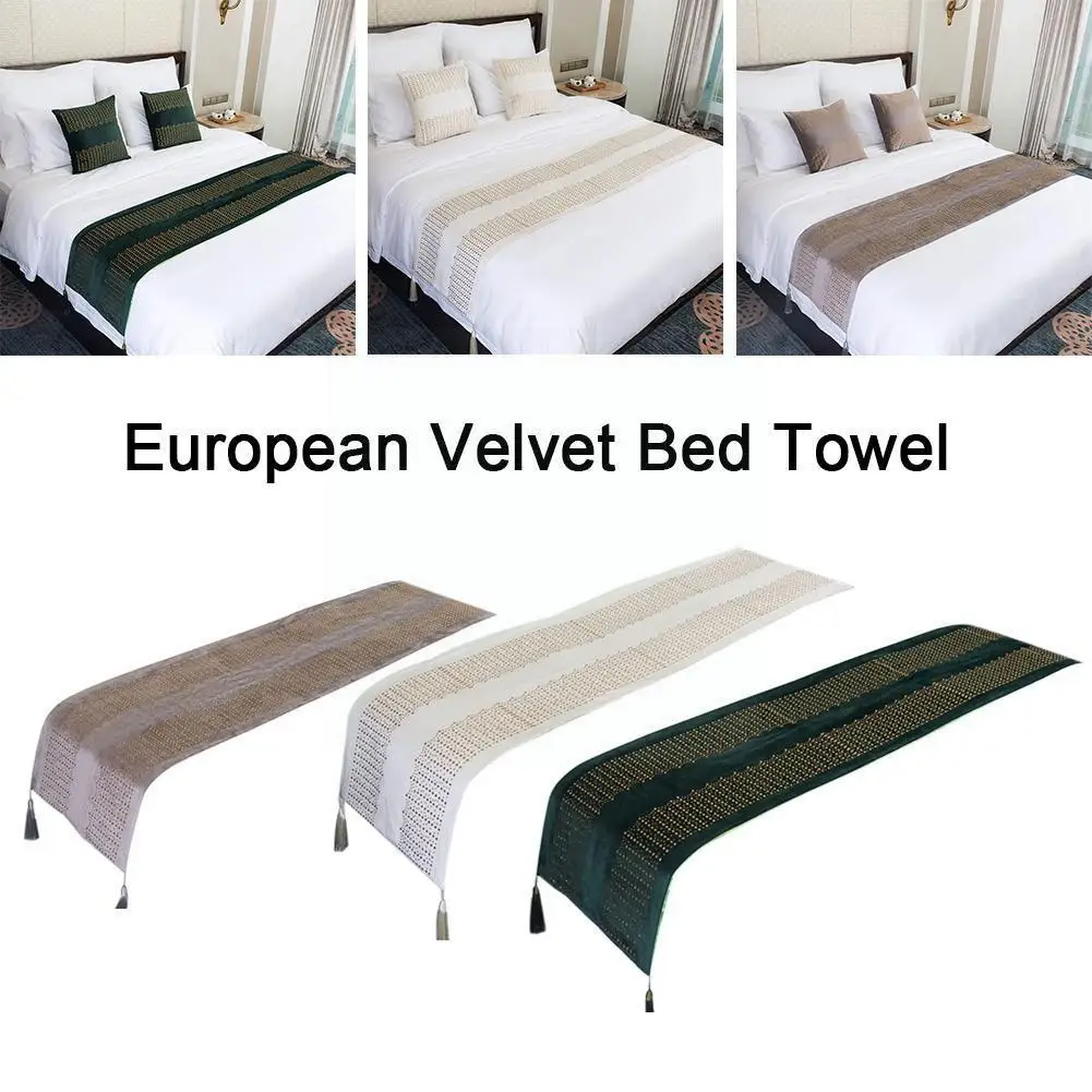 

European Velvet Bed Towel Table Decoration Accessories Wedding Castle Cover Luxury Bedding Home Hotel Simple S3Z6