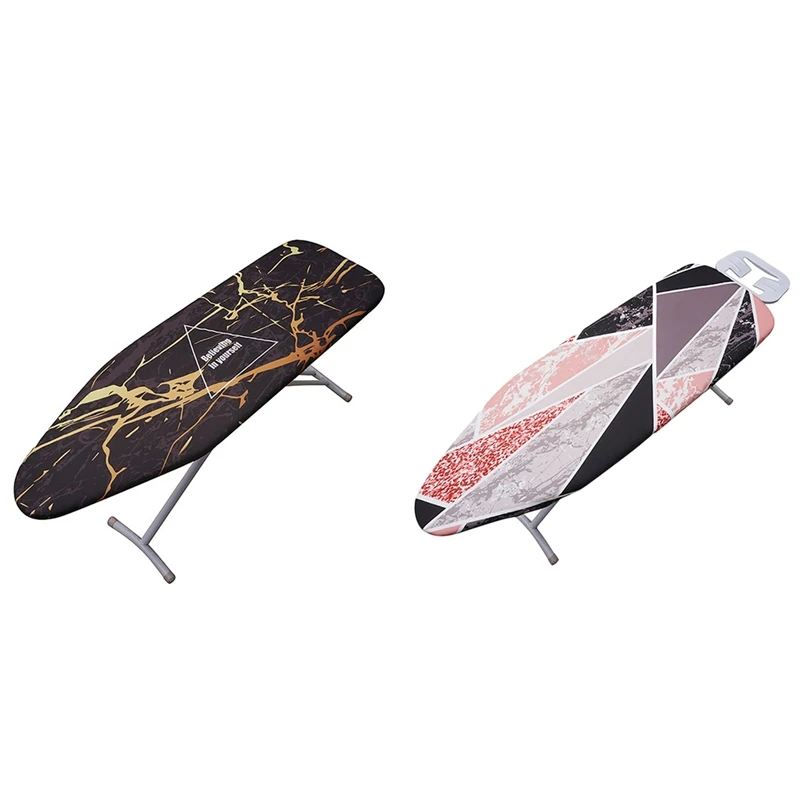 

2Pc 140X50CM Fabric Marbling Ironing Board Cover Protective Press Iron Folding 1 & 4