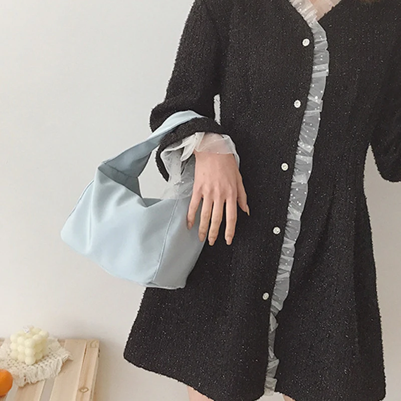 Simple Underarm Bag Women's Large Capacity Handbag Spring Fashion Polyester Small Bag With Magnetic Buckle For Daily Commute