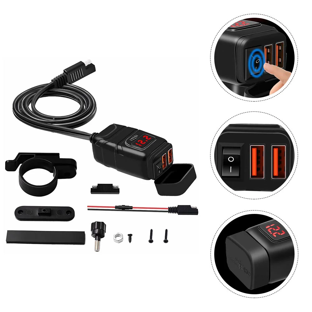 

1 Set Waterproof Motorcycle Phone with Red Digital Voltmeter