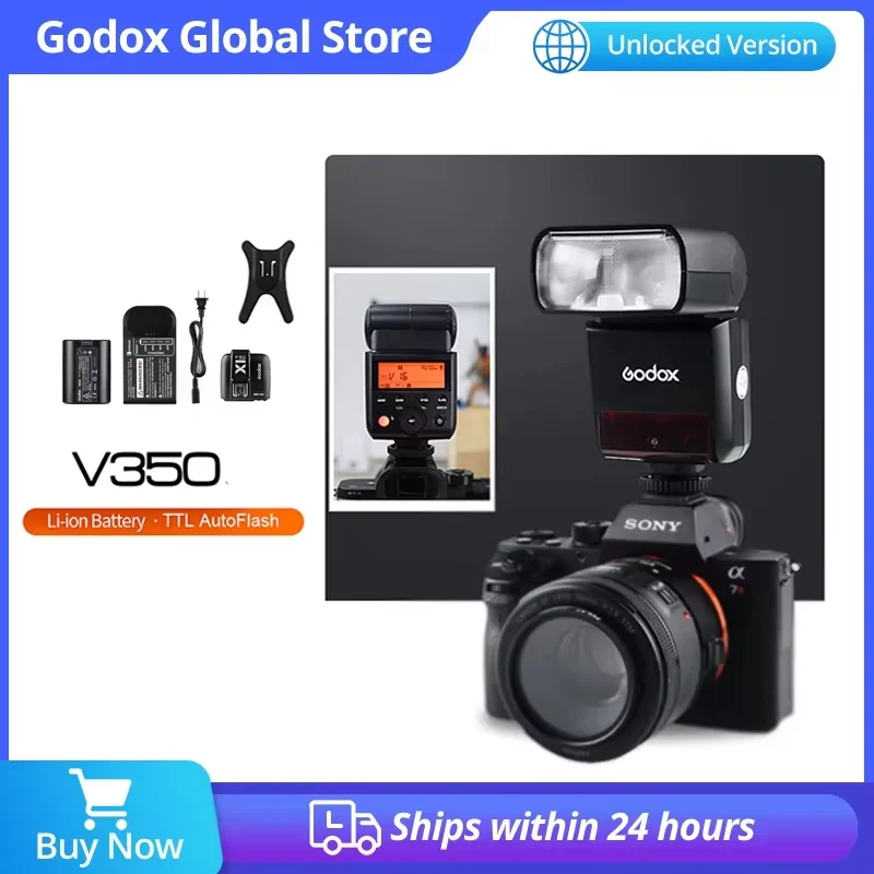 Фото Вспышка Godox V350C V350N V350S V350F V350O TTL HSS 1/8000s с триггером X1T для Canon, Nikon, Sony, Fuji, Olympus №1
