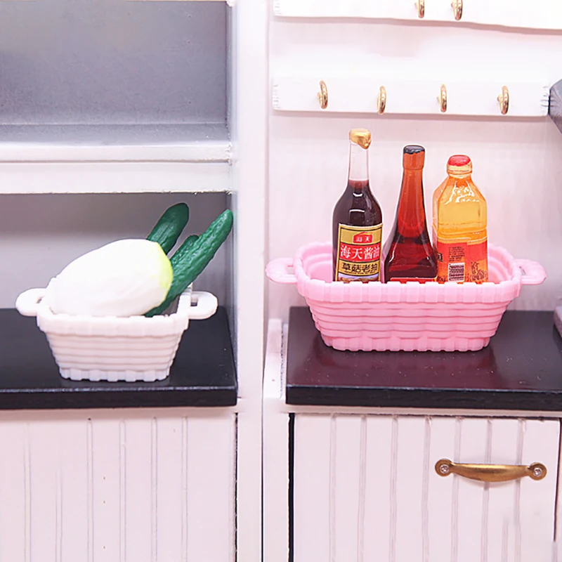 

Миниатюрное хранилище, корзина для кукол, имитация дома, миниатюрная корзина для овощей и мини-игрушек, игровой домик, 2 шт.