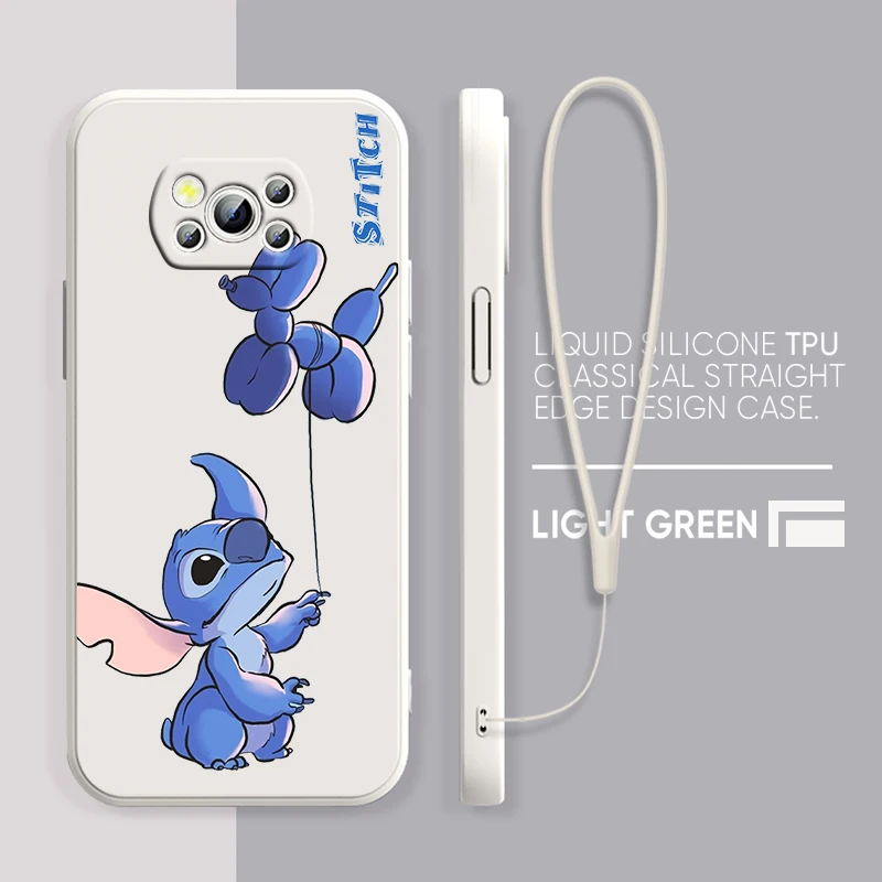 

Anime Stitch Cute Phone Case Xiaomi POCO M4 X4 F4 C40 X3 NFC F3 GT M4 M3 M2 Pro C3 X2 4G 5G Liquid Rope Cover Fundas Coque Capa