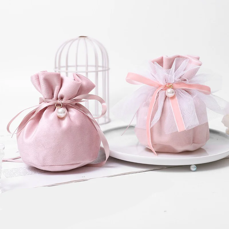 

5Pcs Wedding Drawstring Velvet Sachet Candy Gift Box Packaging Bag Small Size Jewelry Gift Display Packing Bags Jewelry Pouches
