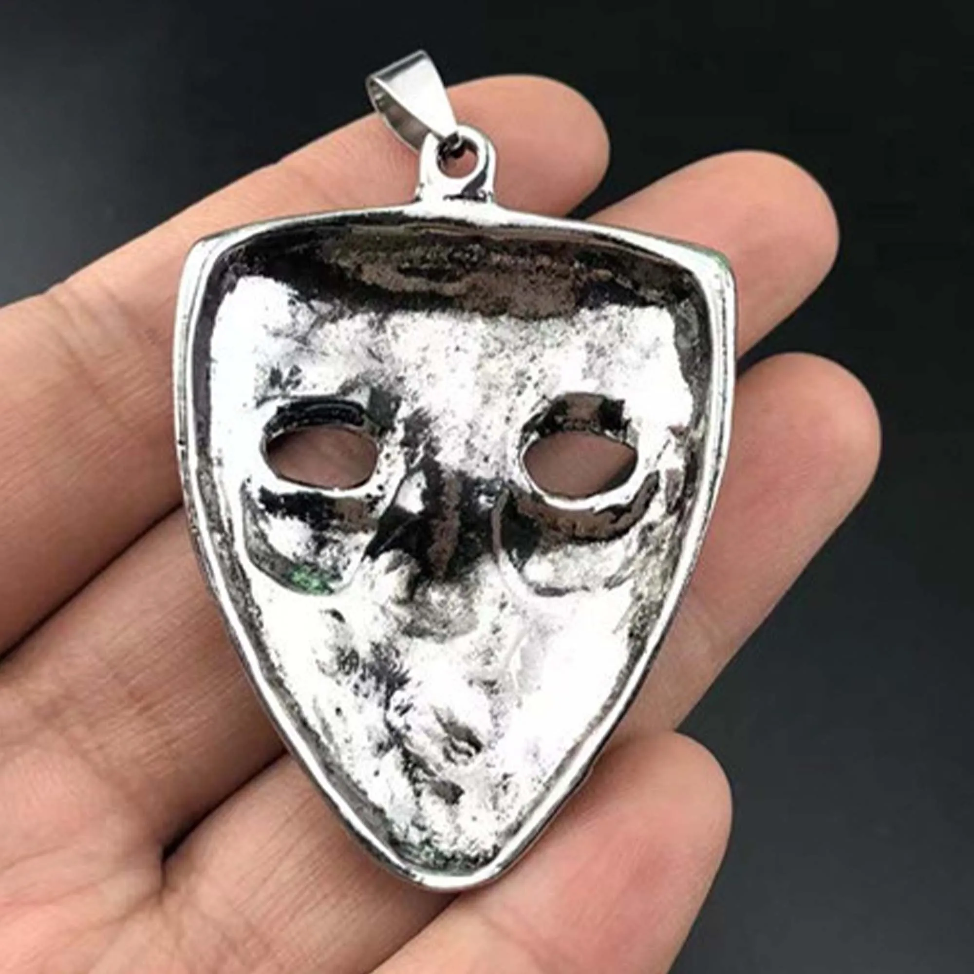 1PCS-10PCS/Lot 54x38mm Silver Punk Ghost Mask Pendant DIY Men and Women Necklace Bracelet Keychain Jewelry Charm Accessories