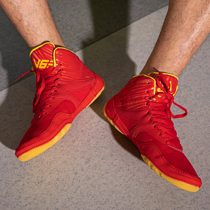 Professional Men High-top Wrestling Shoes Boxing Fighting Training Boots Outdoor Sports Breathable Wearable Sneakers