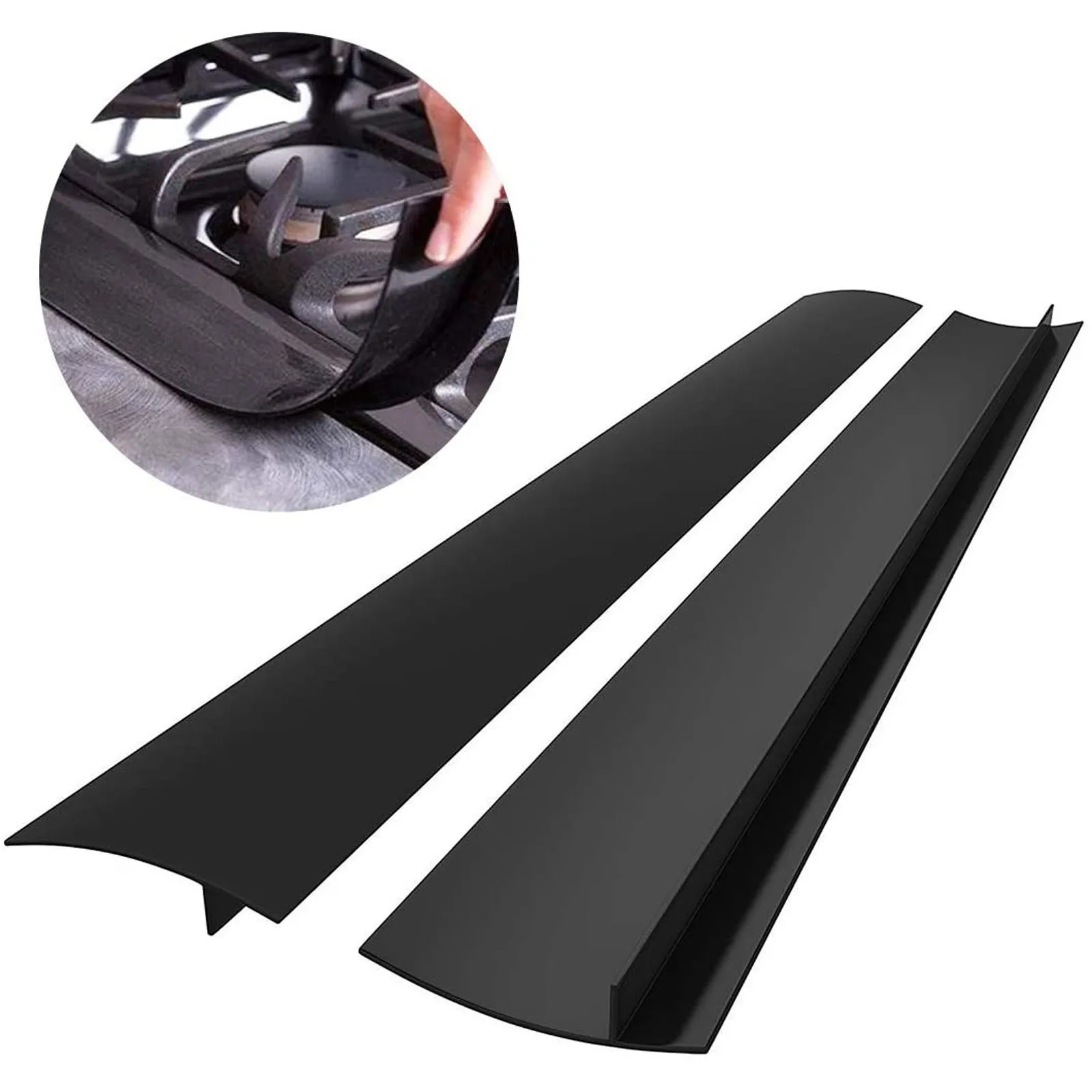 

2 PCS Hot Convenient 25 Inch Silicone Kitchen Stove Counter Gaps Cover Oven Guard Spill Seal Slit Filler