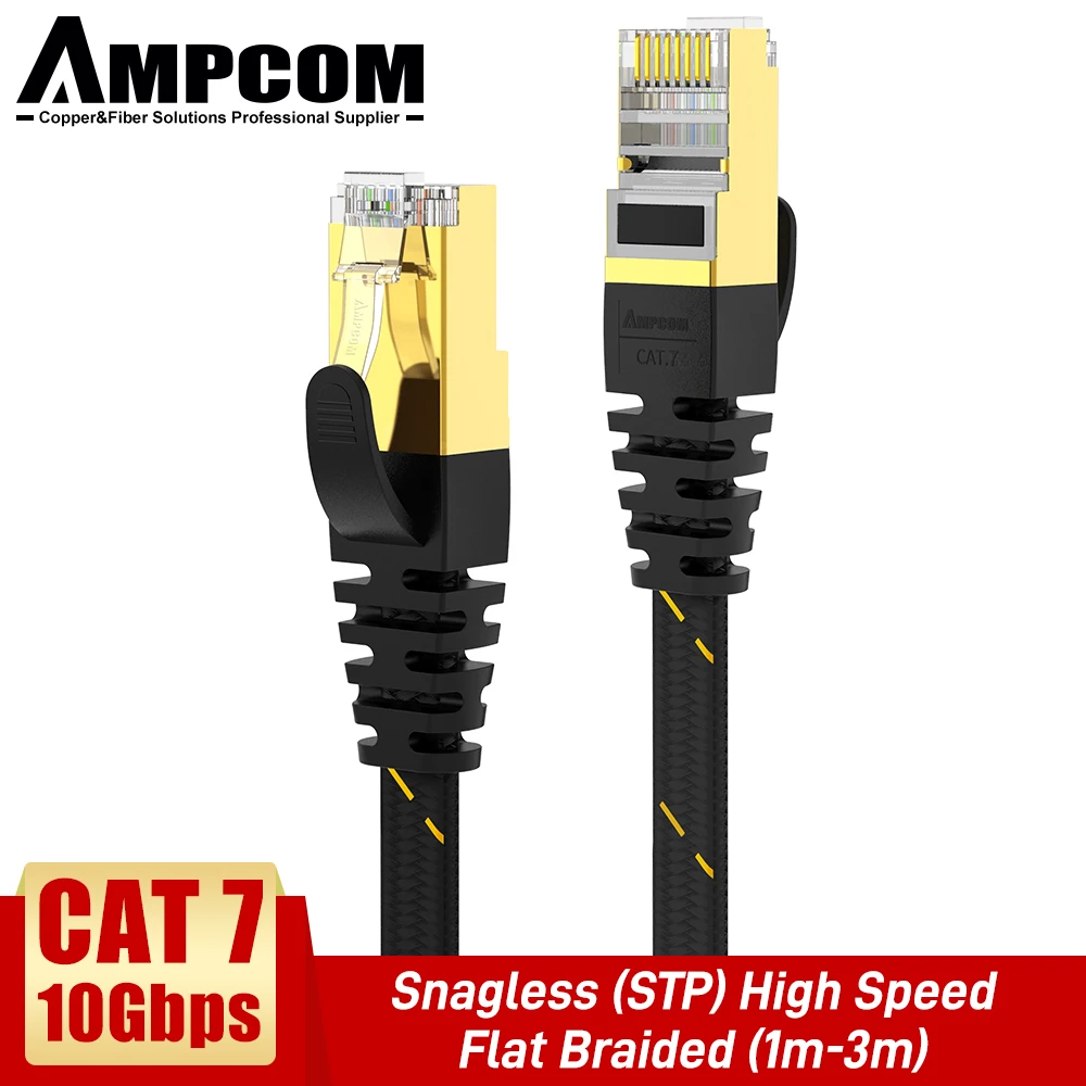 

6912 NO.2Ampcom Ethernet Kabel RJ45 Cat7 Lan Kabel 1M 1.5M 2M 3M Stp Rj 45 Platte Netwerk kabel Patch Cord Kabel Ethernet