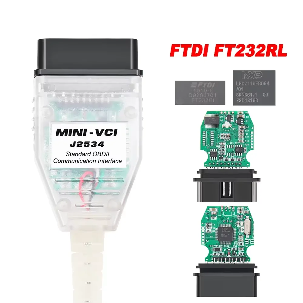 

Диагностический Кабель MINI VCI Для TOYOTA TIS Techstream V18.00.008, Сканер OBD2, J2534, FT232RQ, FT232RL