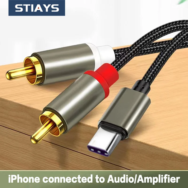 STIAYS-Cable adaptador USB C a 2RCA para Audio y vídeo, Compatible con...