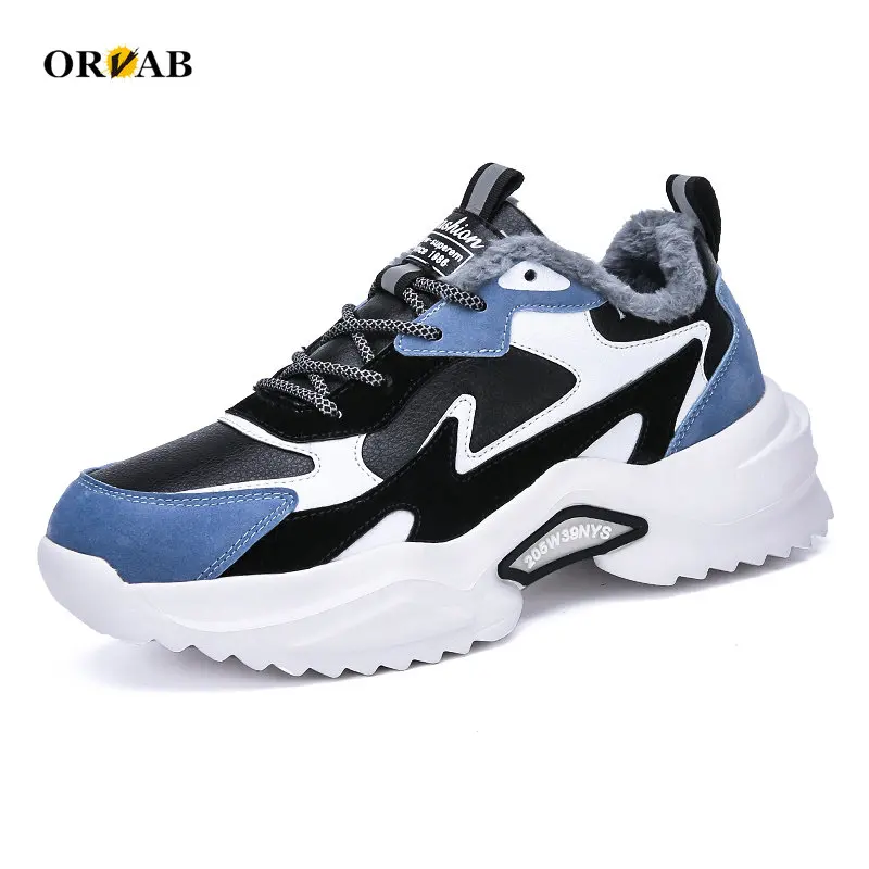 

Plus Size 36-46 Designer Shoes Woman Split Leather Plush Fur Warm Winter Shoes Zapatillas Mujer Boots Platform Sneakers Women