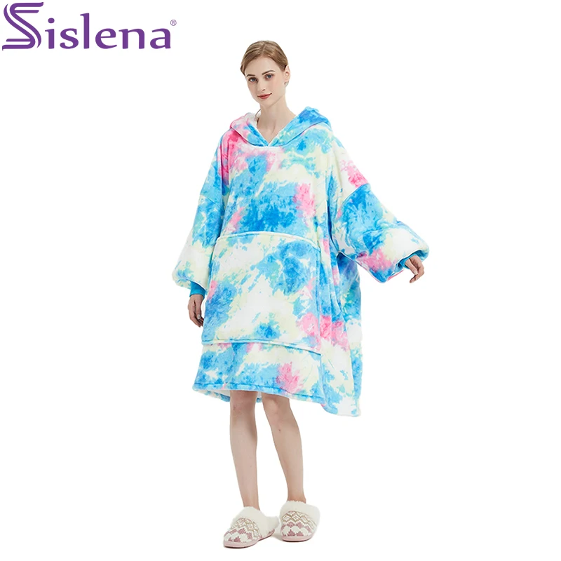 

Luxury Double Weighted Blanket Oversized Hoodie Blankets with Sleeves Winter Soft Warm Fleece Giant TV Blanket Sweatshirt Women