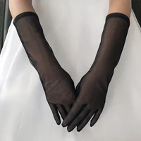 women summer black short sexy gloves lace glove mesh ultra thin anti uv elegant women transparent party gloves