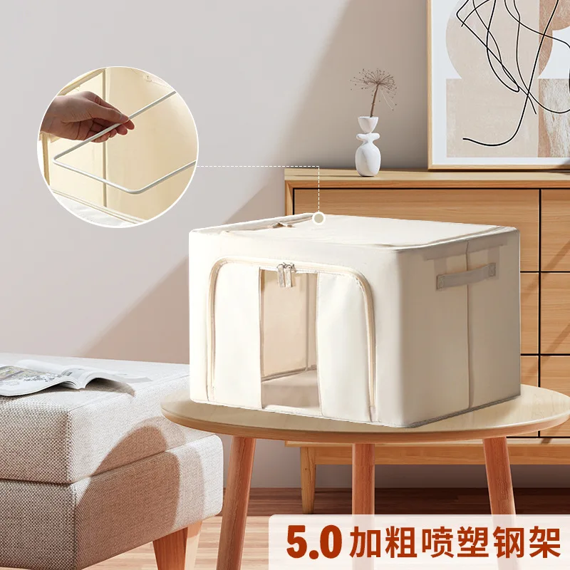 

Thickened Oxford Fabric Steel Frame Clothes Storage Box Extra Large Transparent Window Waterproof Multi-functional Storage