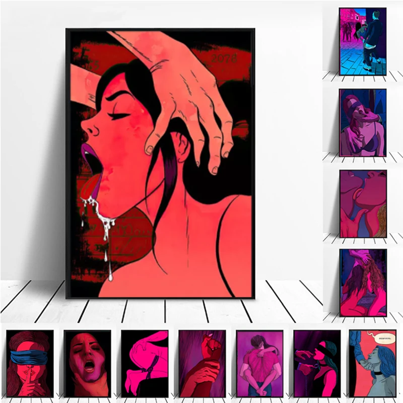 Abstract Sexy Woman Body Parts Painting Canvas Poster Pictur