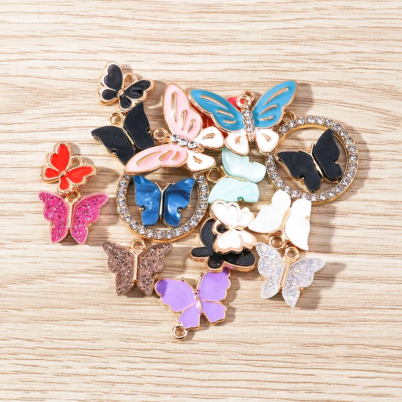 

10pcs/lot Candy Colors Alloy Butterfly Charms for Jewelry Making Women Cute Drop Earrings Pendants Necklaces DIY Keychains Gifts