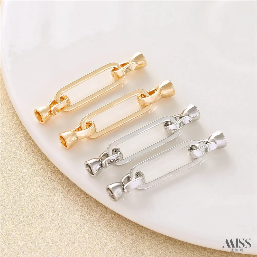 Прямоугольная овальная двухсторонняя Соединительная пряжка 14 карат золотого