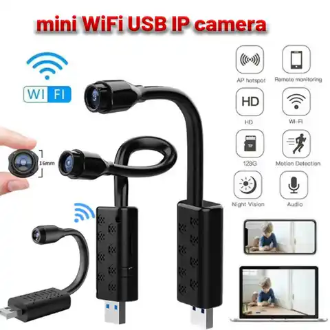 USB гибкая Регулируемая Беспроводная IP-камера видеонаблюдения HD USB штекер Wi-Fi мини-камера Голосовая и видеозапись удаленный монитор