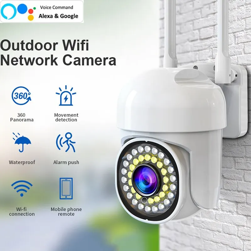 

DELI 29M Wifi Security Outdoor Waterproof PTZ Auto Tracking Audio CCTV Surveillance 1080P 360 IP Cameras with Google Home Alexa