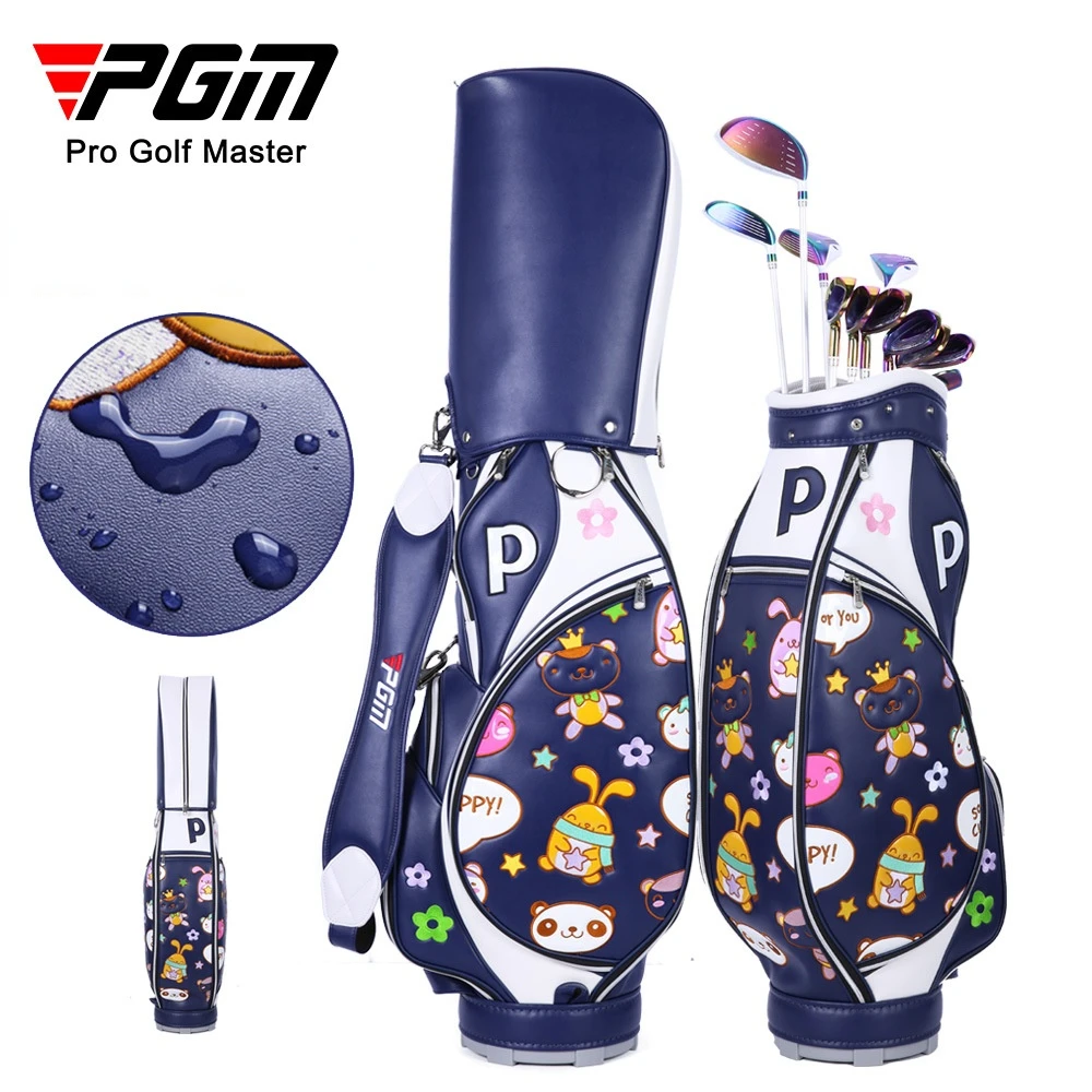 PGM Golf Women Standard Bag Lady Waterproof Microfiber TPU Real Leather Can Hold 13-14pcs Clubs Fashion Cute 3D Embroidery QB104