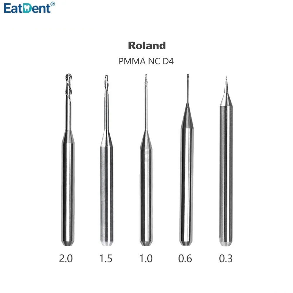 Фото Фрезы для зуботехнических станков Roland DWX50, DWX51D, DWX52 с покрытием D4 DC для циркония и PMMA, для зуботехнических лабораторий, CAD/CAM фрезеровки, шлифовки и сверления №2