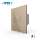 LivoloСтандартный, золотого цвета с украшением в виде кристаллов Стекло Панель, ЕС Стандартный, VL-C702R-13, настенный светильник дистанционный переключатель, без мини пульт дистанционного управления