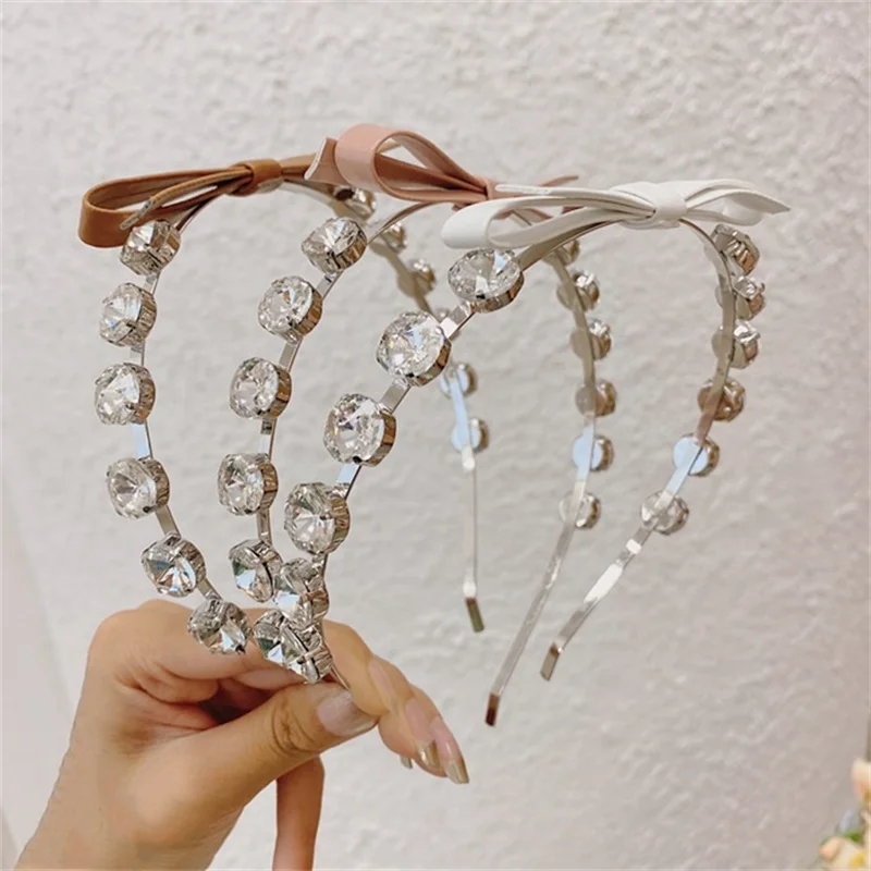 

New Fashion Super Flash Thin Edge Crystal Bow Headband