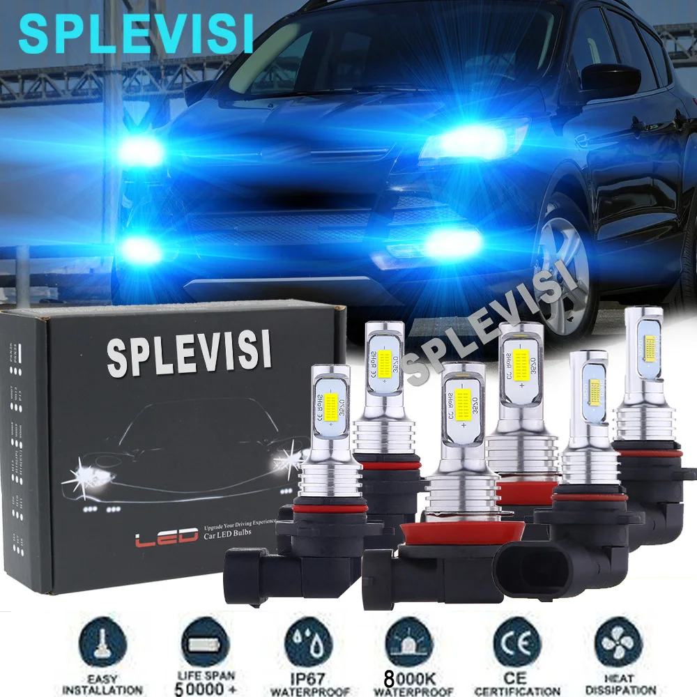 

LED Headlight/Fog Light Hi Low Beam Bulbs Car Light Ice blue For Ford Escape 2013-2016 Cadillac SRX 2010 -2013 2014 2015 2016