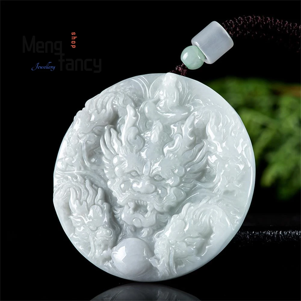Натуральный Мьянманский жадеит с девятью драконами для защиты зодиака Лорда