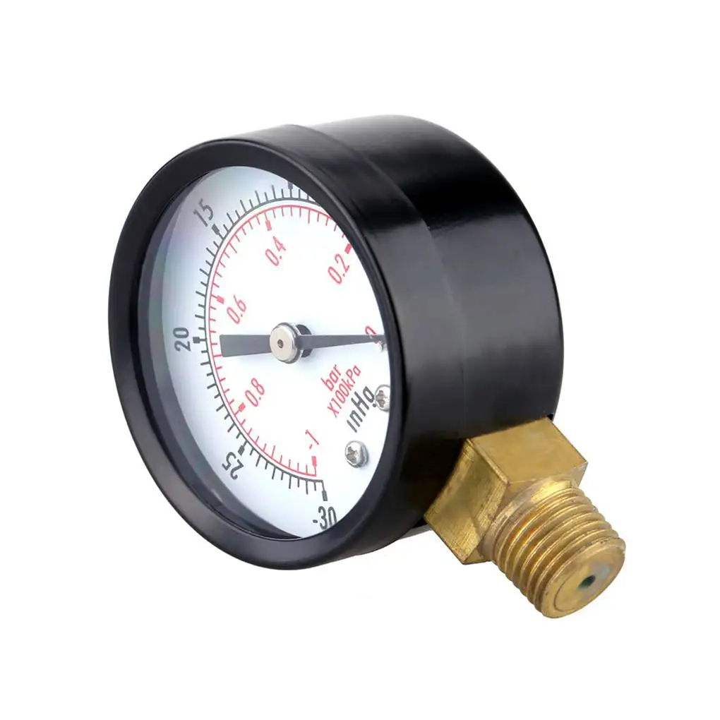 

0--30inHg 0--1bar Mini Dial Pressure Gauge Meter Vacuum Manometer Double Scale Air Pressure Measuring Tool