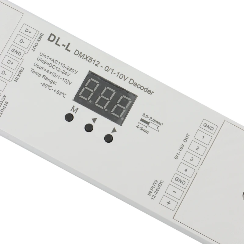 4-канальный конвертер DMX512 на 1-10 В/0-10 В вход постоянного тока 12-24 цифровой