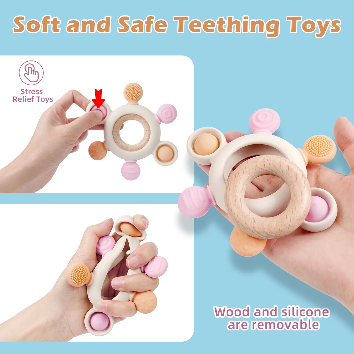 1 шт. детские силиконовые игрушки-прорезыватели мультяшная форма руля игрушки