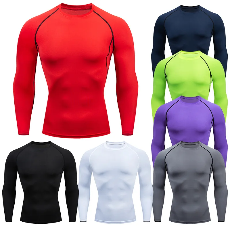 

Men Compression Running T Shirt Fitness Tight Long Sleeve Sport tshirt Training Jogging Shirts Gym Sportswear Quick Dry Top