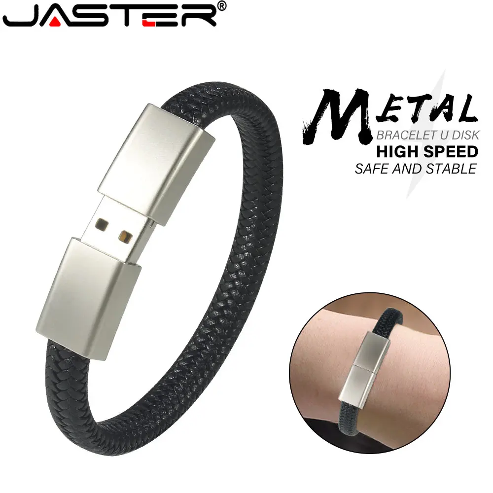 JASTER Новый USB флеш-накопитель 2,0 креативный удобный металлический браслет 64 Гб с бесплатной гравировкой текста логотип черный водонепроницаемый карта памяти подарок