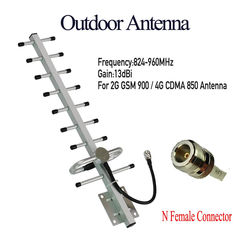 ZQTMAX 13dB 9 Unit Yagi Antenna For gsm cdma signal booster 800 850 900 MHz GSM CDMA B20 band repeater 2G 4G signal amplifier