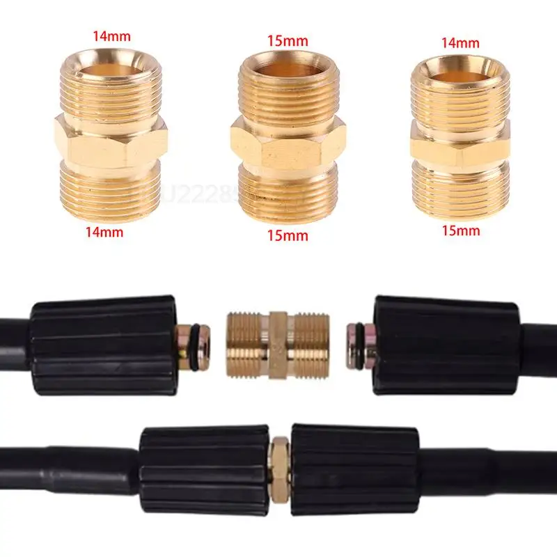 

High Pressure Washer Hose Extension Connector Adapter Copper M22 14mm To 15mm Male Thread Female Hose Coupler Adaptor