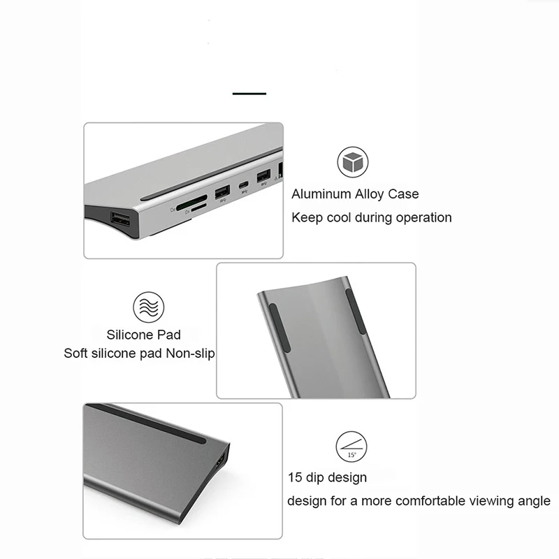 Type-c HUB Macbook Laptop Docking Station USB C to HD 4K VGA DP USB RJ45 PD 100W Charge TF/SD Card Reader enlarge