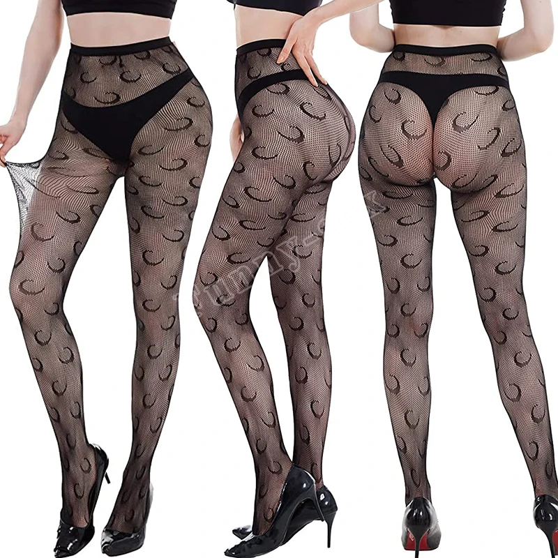 

Чулки в сеточку, черные, белые, в форме полумесяца, тонкие ажурные чулки с защитой от застежек, женские летние колготки (без нижнего белья)