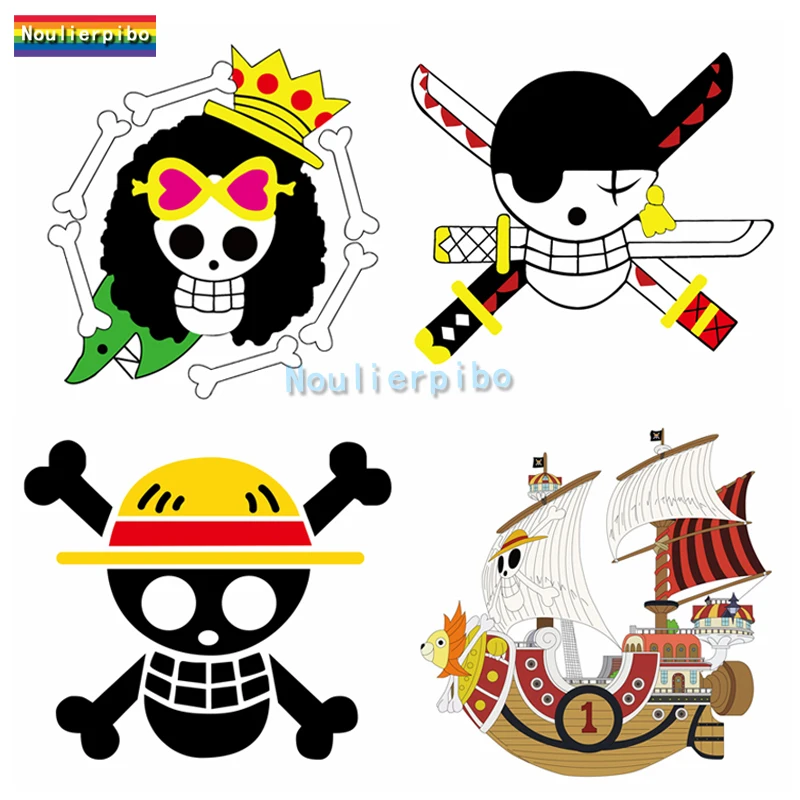 

Personality Anime Car Sticker One Piece Brook Pirate Flag Nami Vinyl Reflective Decal Car Motorcycle Helmet Trolley Case Decal