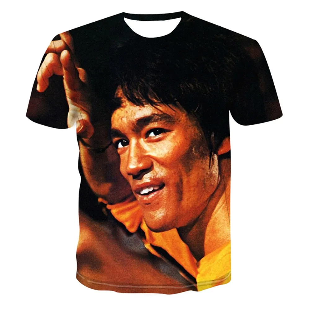 

Chinese Kung Fu Movie Bruce Lee T-shirt Men's Karate Short Sleeve Top Boys' Cute Pattern T-shirt Summer Clothing