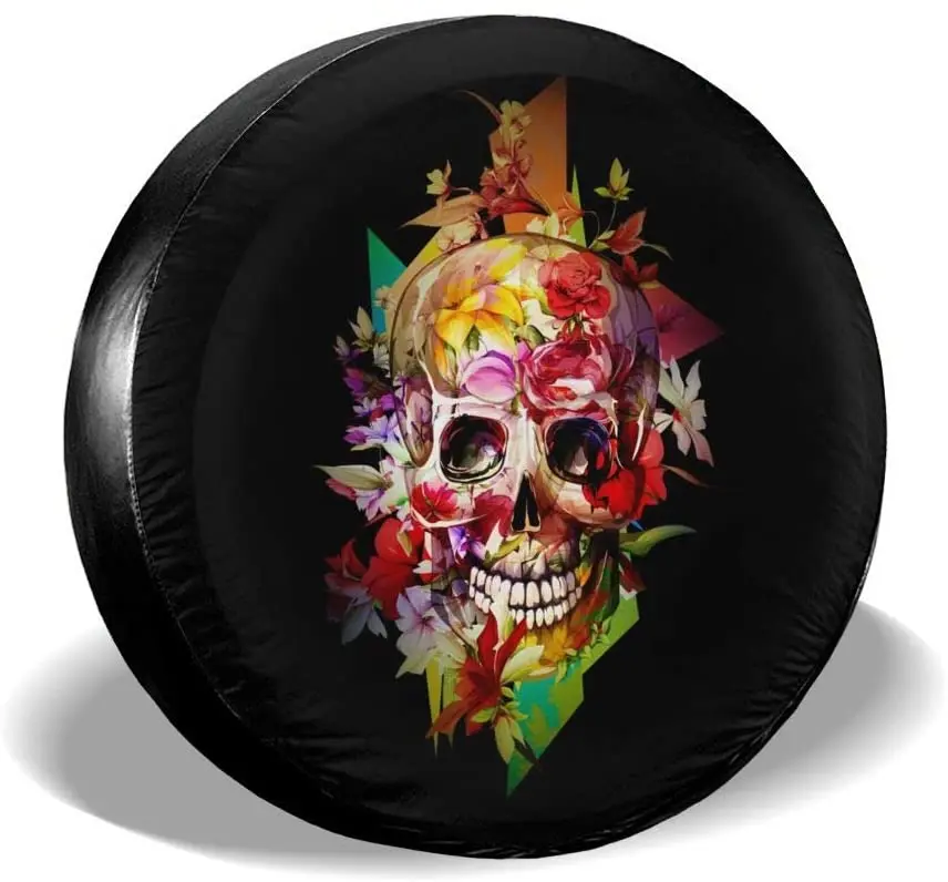 

Foruidea Vintage Skull Flowers Spare Tire Cover Waterproof Dust-Proof UV Sun Wheel Tire Cover Fit for Jeep,Trailer,