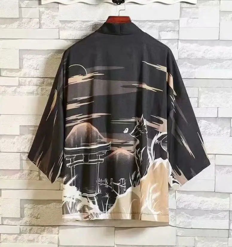 Кимоно мужское в японском стиле юката женская модная пляжная кофта с Оби |