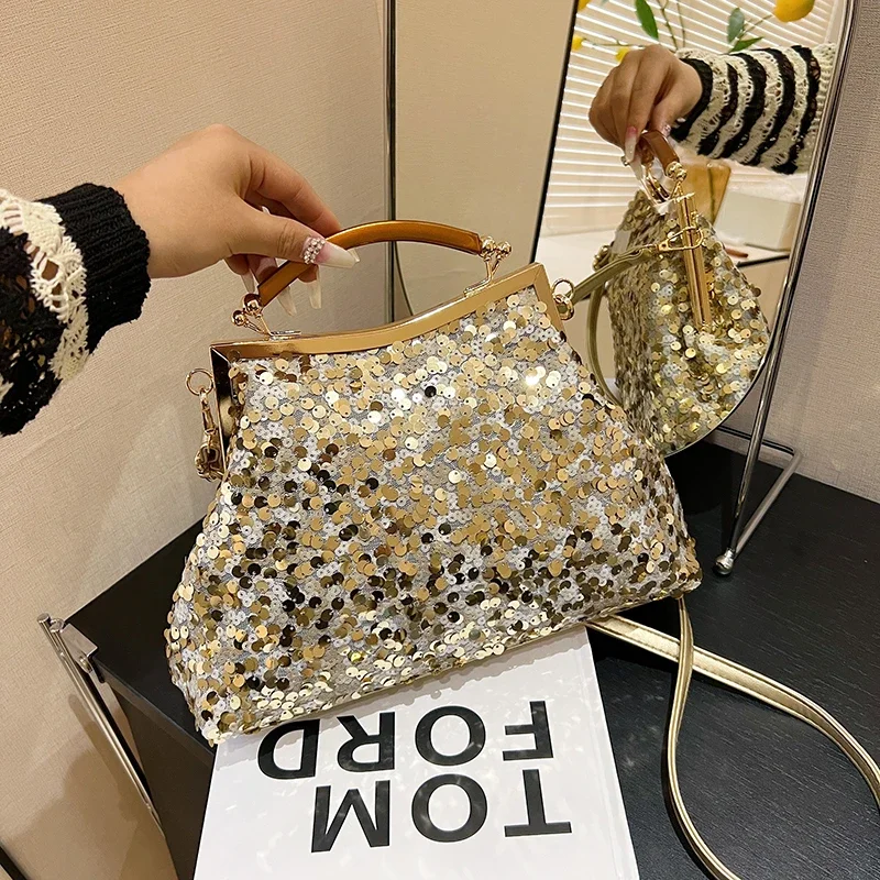 

Luxury Multi Sequined Designer Women Underarm Shoulder Clutch Bag Lady Satchel Totes Purses Handbag Crossbody Dinner Sequins Bag