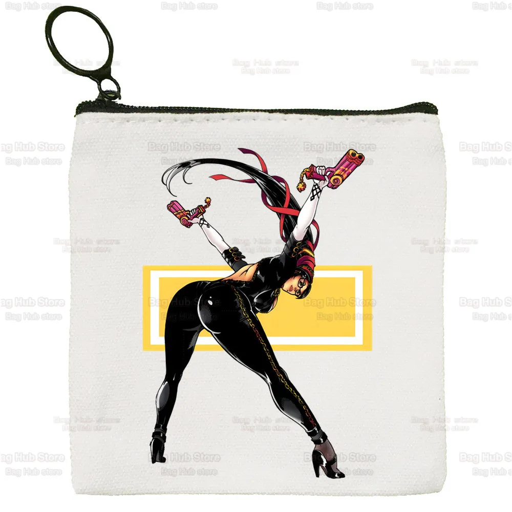 Game Bayonetta Canvas Coin Purse Custom Logo Storage Pouch Canvas Bag  New Coin Bag Key Coin Purse