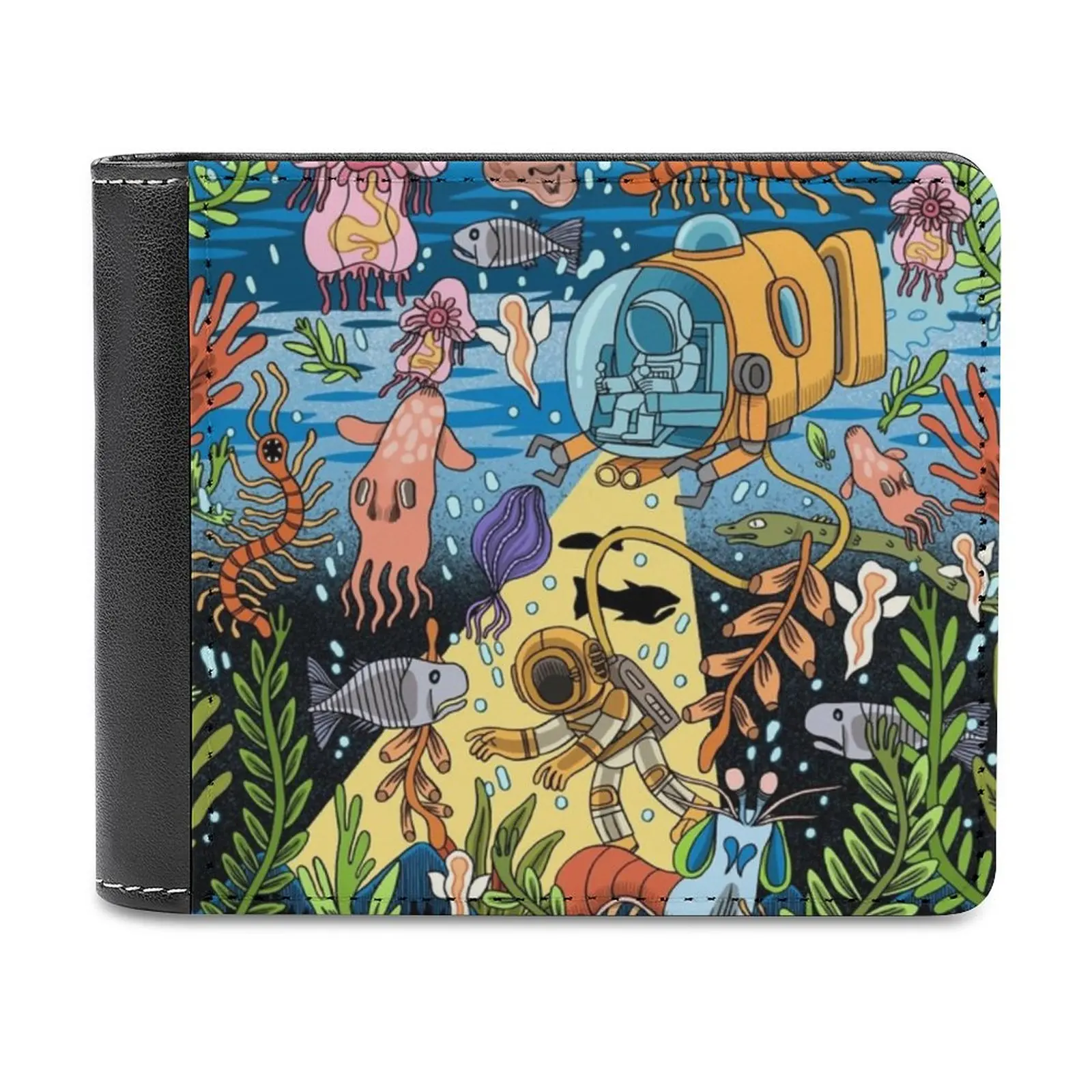 

Модный кошелек для кредитных карт Deep Blue Sea, кожаные кошельки, персонализированные кошельки для мужчин и женщин, для глубоководного океана, п...