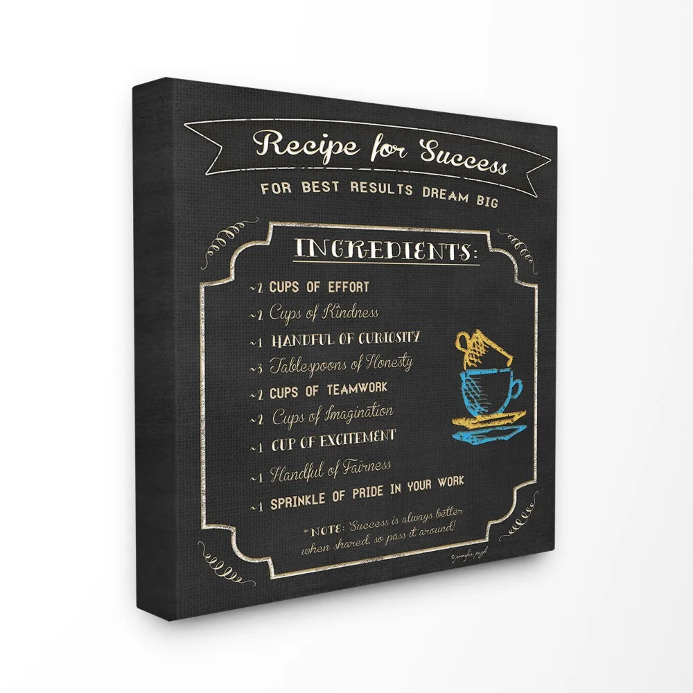 

The Stupell Home Decor Black and White Chalkboard Look Recipe Success List Teacup Doodle